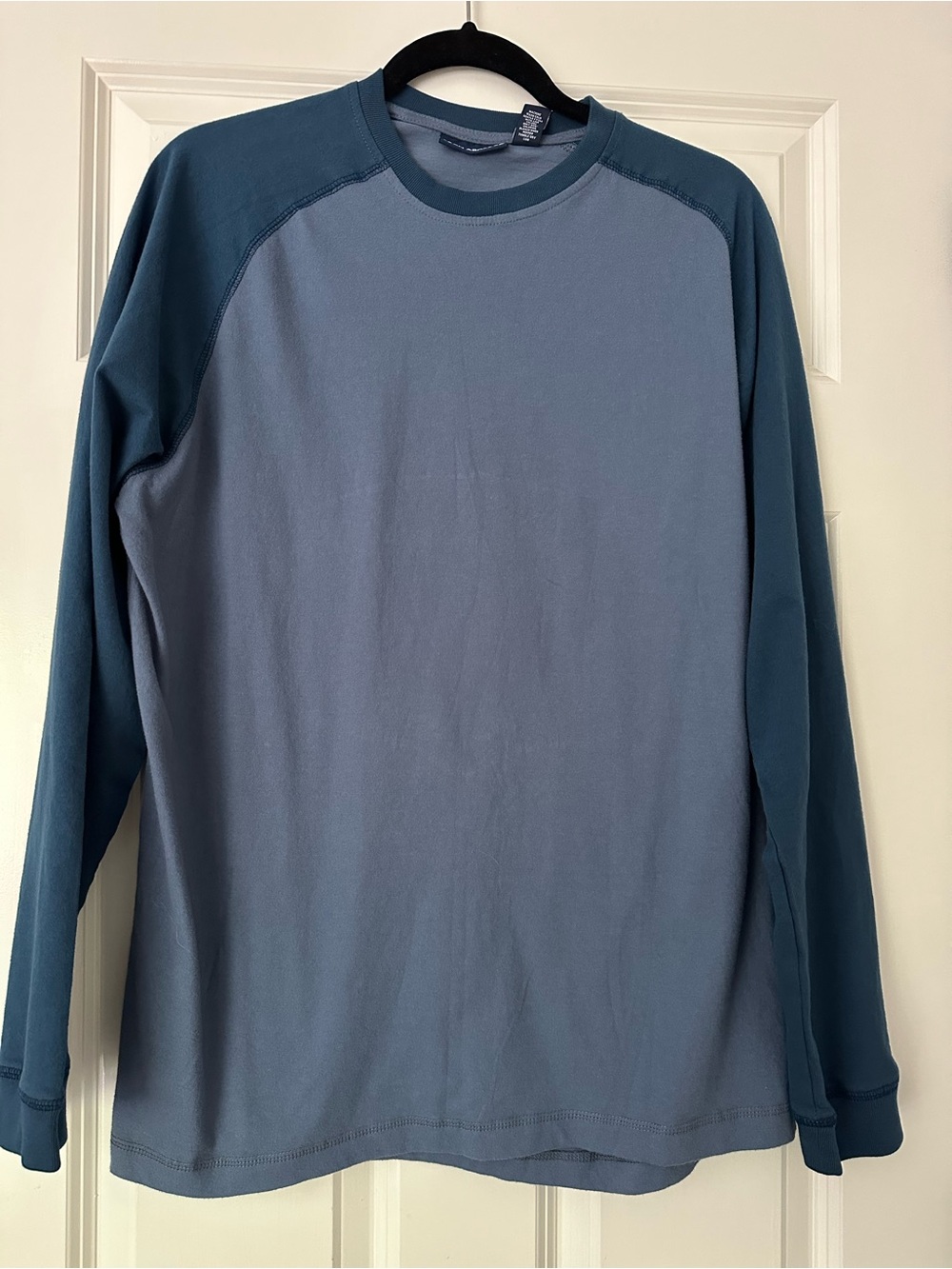 John Ashford Two-Tone Blue Long-Sleeve Raglan Crew Shirt